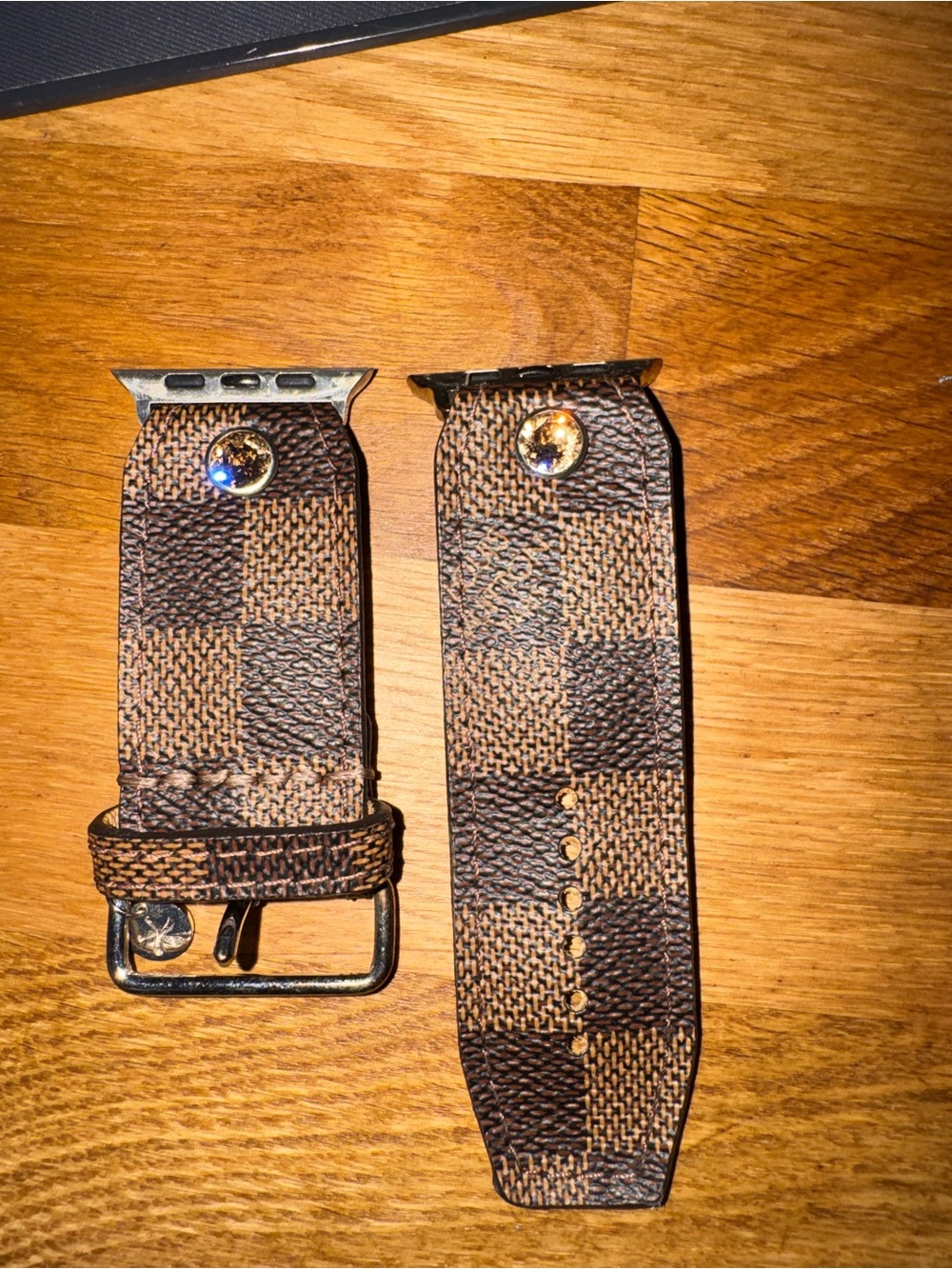 LV Brown Leather Watch Band for Apple Watches.